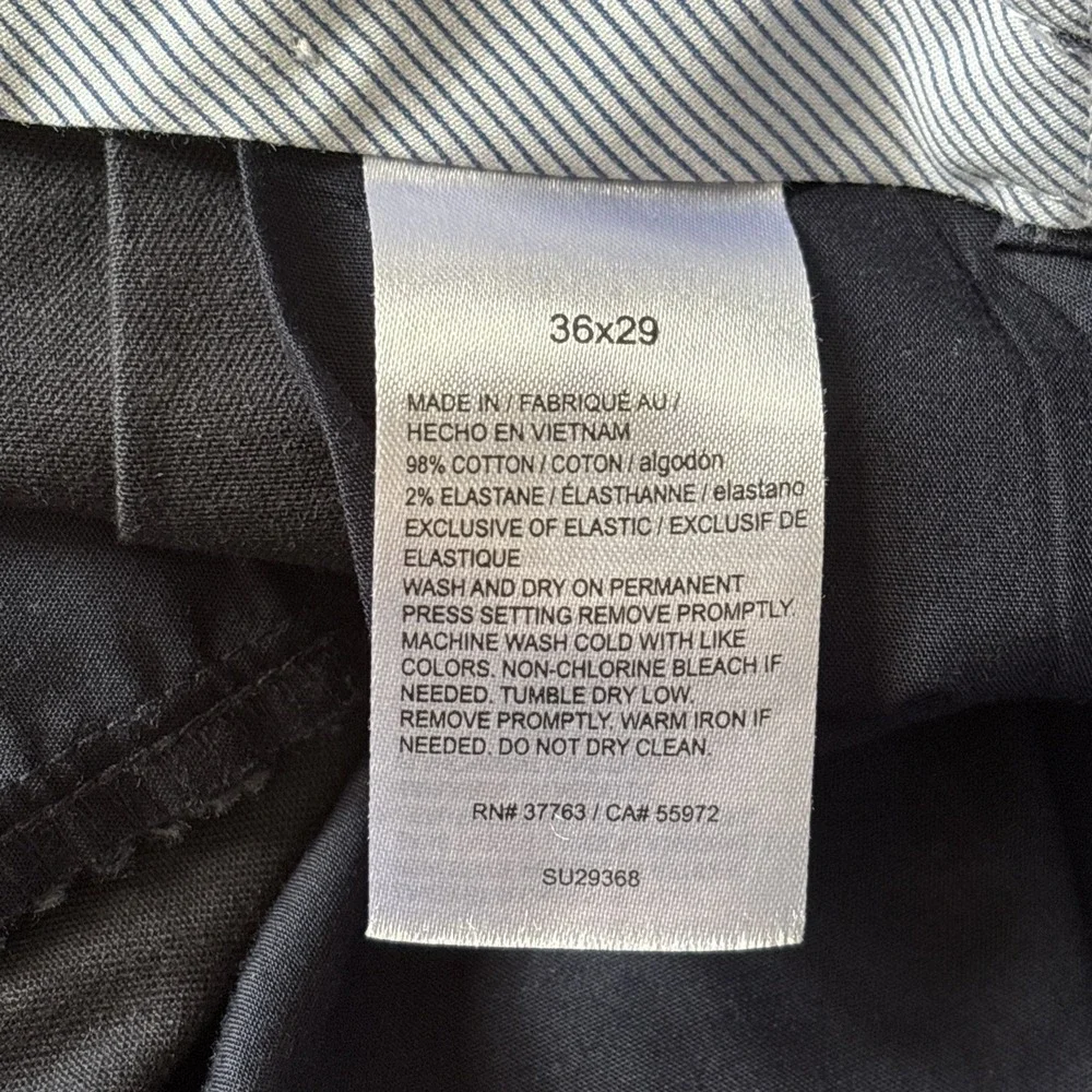 Savane Pants Mens 36x29 Navy Straight Fit Chino Expandable Waist 98% Cotton